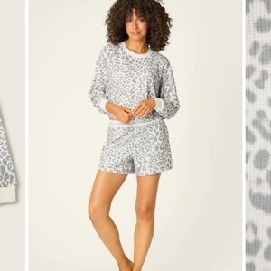 Natural boyfriend boxer leopard print shorts set.